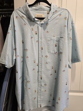 RSVLTS Pixar "Going Up" Light Blue Short Sleeve Button-Down 3XL Shirt